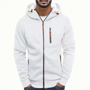 Otoño Invierno Moda hombre 100% algodón Sudadera con capucha Color sólido suelto Casual todo-fósforo cremallera sudaderas con capucha patrón 3D - Product Image 6