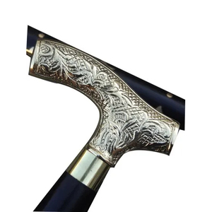 Bâton de marche pliable en bois de style vintage fait à la main avec poignée en laiton pour la randonnée et les activités de plein air - Product Image 1