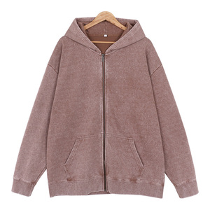 Custom 500 Gsm Hoodie Drop Shoulder Zip-up Hoodies Custom Color sólido Lavado con ácido Heavyweight Basics Hoodie - Product Image 6