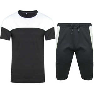 ชุดกางเกงขาสั้นระบายอากาศลำลองสำหรับผู้ชายชุดเสื้อผ้า2ชิ้นสำหรับฤดูร้อนใหม่เสื้อยืดแขนสั้นกางเกงขาสั้นสีล้วน - Product Image 3