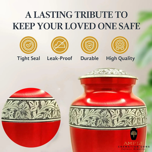 โกศเคลือบอลูมิเนียมที่ระลึกเถ้ากระดูกสีแดงเคลือบพรีเมียมมีน่า (ใหญ่10.5 ") ไม่รั่วซึมส่วยที่สง่างาม - Product Image 4