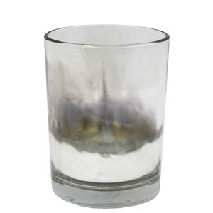 Verre décoratif rond votif gris avec bougie couleur argent votive pour salon et décoration de table faite à la main - Product Image 5