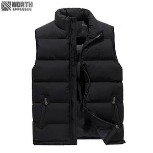 Men's High Street Style Winter Waistcoat Black Plaid Quilted Jacket Hood Stand Bubble Zipper Plus Size Waterproof Puffer <b>Vests</b> - Product Image 1