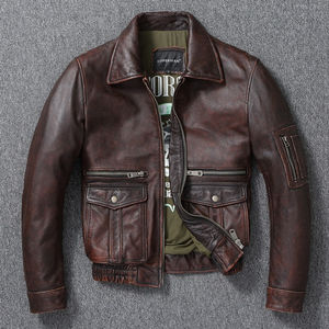 Blouson aviateur en cuir d'agneau véritable d'hiver personnalisé pour hommes 2026 - Product Image 3