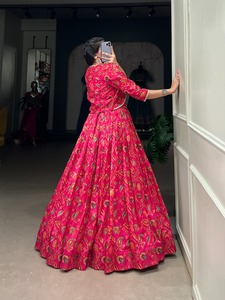 Festival Wear Tussr Silk With Floral Print And <b>Gota</b> Patti Work Lehenga Choli Manufacturer And Supplier From Surat - Product Image 4
