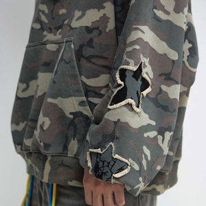 Fabricants de vêtements personnalisés OEM Streetwear vintage 100% sweat à capuche camouflage brodé de haute qualité pour hommes - Product Image 4
