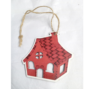 Ornement de maison en bois arbre de noël maison bureau suspendu décor noël étoile en forme porcelaine ornements artisanat - Product Image 5