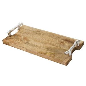 Nouveau design Plateau en bois et planche à découper avec poignées en aluminium Poignées brillantes plaquées argent Plateau à découper en bois - Product Image 1