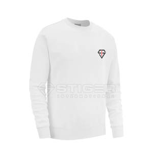 Sudadera de Cuello Redondo de Alta Calidad OEM, de Algodón/Poliéster, para Hombre, Color Blanco Sólido, Teñido Liso, Resistente al Viento, Transpirable y Ecológica - Product Image 2