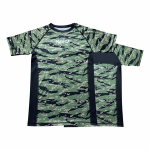 Custom Tiger Camo MMA <b>Rashguard</b> 4-Way Stretch Vented Mesh Panel <b>BJJ</b> Short Sleeve Quick Dry Sublimation Grappling Training Wear - Product Image 1
