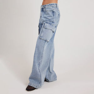 2025 personnalisé rétro droite jambe large Cargo pantalon lavé multi-poches à la mode décontracté femmes porter en gros taux OEM - Product Image 4