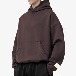 2025มีฮู้ดผ้าฝ้ายบ็อกซี่เทอร์รี่เสื้อฮู้ดโอเวอร์ไซส์แขนยาวแบบกำหนดเองไหล่ตก - Product Image 3