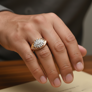 Bague de fiançailles vintage pour homme en or rose avec diamant en forme de soleil - Product Image 6