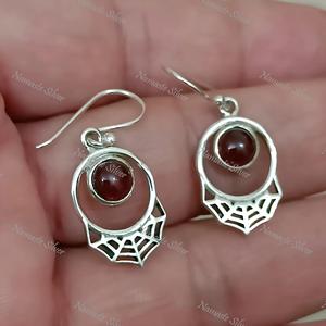 Pendientes Colgantes de Plata de Ley con Granate, Joyería con Piedra de Nacimiento de Enero - Product Image 4