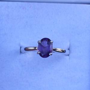 แหวนอเมทิสต์รูปไข่ของผู้หญิงแข็ง925เงินแท้เครื่องประดับแฮนด์เมดแหวนของขวัญวันเกิด - Product Image 1