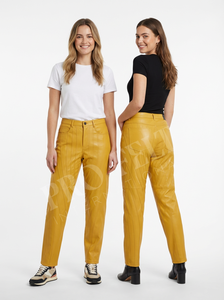 Pantalons en cuir baggy à taille basse avec couture en spirale en cuir d'agneau véritable Premium Fit Fashions Style streetwear Pantalons décontractés Pantalons en cuir sur mesure - Product Image 5