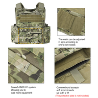 Gilet tactique camouflage Molle porte-plaques en nylon, porte-armure à dégagement rapide, équipement d'entraînement réglable