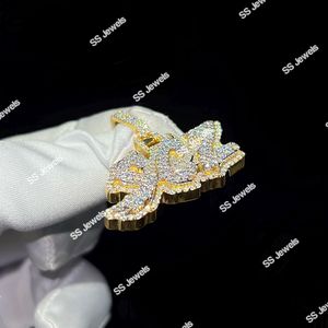 Pendentif pour homme en or 10 carats avec nom personnalisé Pendentif en diamant de laboratoire glacé VVS Style Hip Hop Pendentif lettre de style chrétien pour fêtes - Product Image 5