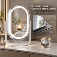 Miroir de maquillage de table ovale en aluminium de 3 mm avec luminosité réglable, cadre en fer, adaptateur 12V, fournisseur de miroirs LED