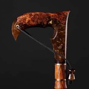 COM CÓMODO BASTÓN ANTIDESLIZANTE DE RESINA DE MADERA con mango fuerte multiforma para personas mayores Rehabilitación - Product Image 1