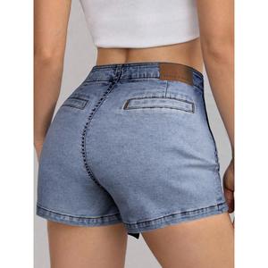 Paola Riboni Women's Straight Denim Skirt High Waist Asymmetric <b>Wrap</b> Tie Washed Light Wash Summer Streetwear Style - Product Image 2
