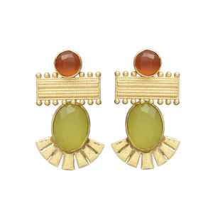 Recién llegado, pendientes de piedras preciosas de Calcedonia de espuma marina y ónix rojo - Product Image 1