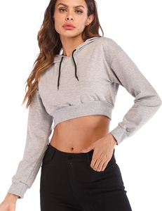 Casual Oversized High Quality Casual Women Cropped Hoodies Custom Label Crop <b>Top</b> Hoodies Women Crop <b>Top</b> Hoodies - Product Image 1