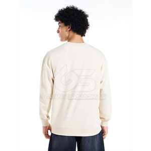 <b>Men</b> Oversized Sweatshirt Cotton Blended Crewneck <b>Pullover</b> With Simple Logo Detail <b>For</b> Daily Streetwear Outfits - Product Image 3