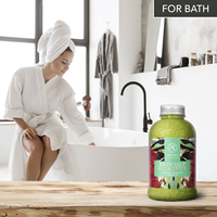 Aromatika Eucalyptus Sel de mer naturel en cristaux pour le bain des adultes 600g Pot en plastique Huile essentielle stimulante Plantain