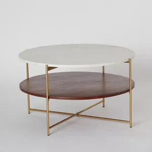 การออกแบบที่กําหนดเองโต๊ะข้างมือโค้งตกแต่งเฟอร์นิเจอร์ตารางมุมห้องนอนโบราณตกแต่งโต๊ะกาแฟโลหะ - Product Image 6