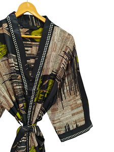 Bridal <b>Robe</b> Light Weight Silk <b>Robe</b> For Woman Night Wear <b>Long</b> <b>Robe</b>, Floral Print Indian Vintage Recycled Silk Sari <b>Kimono</b>, - Product Image 3