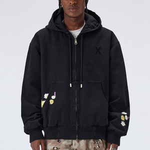 Sudadera con Capucha de Invierno con Cremallera Completa, Estilo Cómodo para el Día a Día, Bordado, 100% Algodón, Ecológica, Ligera, Cálida, Ropa Urbana - Product Image 1