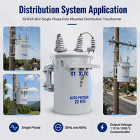 Transformateur monté sur poteau 50 kVA 6 kV à économie d'énergie, résistant à la corrosion IEC, léger, pour réseau de petites entreprises