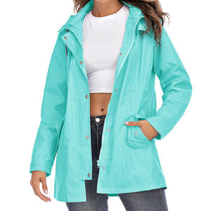เสื้อโค้ทกันฝนสำหรับผู้หญิงเสื้อคลุมกันฝนมีซิปสำหรับผู้หญิงเสื้อกันฝนสำหรับปีนเขาผ้าไนลอนสแปนเด็กซ์100% กันน้ำได้ - Product Image 5