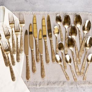 Luxurious Design Silver & Gold Plated Stainless Steel Cutlery Flatware <b>Set</b> Durable & Dishwasher Safe Mirrored Steel - Product Image 3