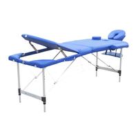 Mobiclinic CA-01 PLUS Civière pliante portable en aluminium avec appui-tête 186X60 cm Lit de table de massage en cuir synthétique bleu