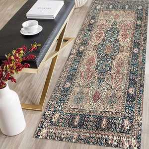 Classic Pattern Printed Rug, Vintage Style Blue Pink Soft Area Rug,Velvet Rug - Product Image 5