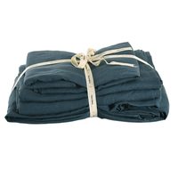 Bleu turquoise rayures double reine roi face lin français 100% draps en lin ensemble de literie housse de couette et oreiller personnalisés