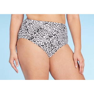 Kona Sol Slip bikini da donna a vita alta con copertura completa, stampa leopardata neutra, colore crema, taglia L - Set 2 pezzi - Product Image 2