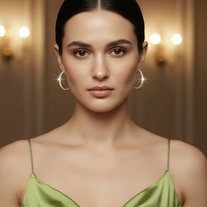 ต่างหูห่วงทองคำ 14K สำหรับผู้หญิง ประดับเพชรธรรมชาติแบบลอยตัวด้านในและด้านนอก 66 ชิ้น ชุบโรเดียม รับรองโดย IGI - Product Image 6