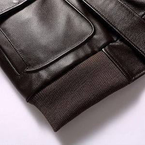 Blouson aviateur en cuir véritable pour homme sur mesure avec col en fourrure amovible, doublure en polaire chaude pour l'hiver, blouson de moto de haute qualité - Product Image 5