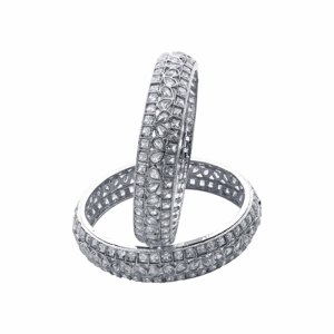 Luxe Reverse AD Argent Plaqué Laiton Rhodium Bracelets Élégant Mode Bracelets Ensemble Élégant Bracelets En Argent - Product Image 3