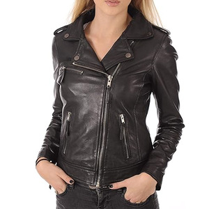 Chaqueta de Cuero para Mujer de Primera Calidad, Longitud Regular, Piel de Oveja, Acolchada, Tejida, Transpirable, Ecológica y Ligera - Product Image 5