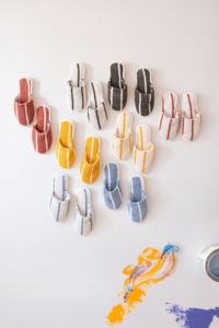 Striped Yarn Dyed Cotton Upper Terry Cloth <b>Slides</b> with EVA Outsole Anti-Slip House & Hotel Style All Seasons Close Toe Design - Product Image 1