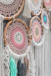 Bonne qualité tissé à la main en macramé tenture murale Art déco Design anneaux pour la décoration intérieure pour salon et chambre à coucher - Product Image 5