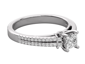 Bague de fiançailles et de mariage classique en or 14 carats pour femme, or blanc, or jaune, or rose, diamant synthétique taille princesse, certifié IGI - Product Image 3