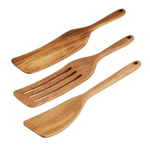 Wooden <b>Spoon</b> Kitchenware Natural Cooking Utensils High Quality <b>Gold</b> Plated Long Handle Eco-Friendly - Product Image 4