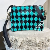 Designer de luxe 2025 taillé à la main en cuir à carreaux Mini bracelet sac à main mode femmes en cuir véritable bandoulière sacs à bandoulière