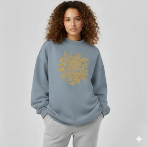 Sweat-shirt imprimé oversize à col montant pour femme, streetwear décontracté en molleton de coton, coupe ample, pour l'automne et l'hiver, avec badge - Product Image 1