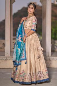HENIXA CREATION Lehenga Choli de Diseñador Multicolor con Estampado Digital Puro y Trabajo de Lentejuelas, Largo hasta el Suelo, de Secado Rápido, Estilo Indio-Pakistaní - Product Image 4